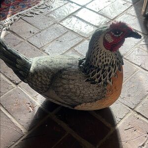 Elegant Bird Figurine - Orange, Gray, and Black